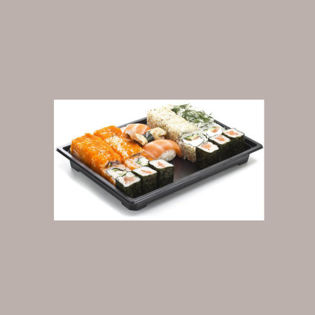 50 Pz Contenitore Nero Pet Sushi Sashimi + Coperchio 168x117H50 [faba206f]
