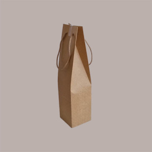 10 Busta Carta Avana Porta 1 Bottiglia Magnum con Cordini 115x115H380mm