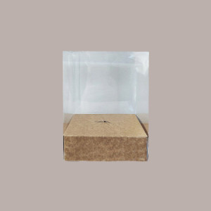5 pz Scatola Trasparente Porta Uovo Cioccolato Pasqua Fondo Carta Avana Nature 150x150H200mm [2199f321]