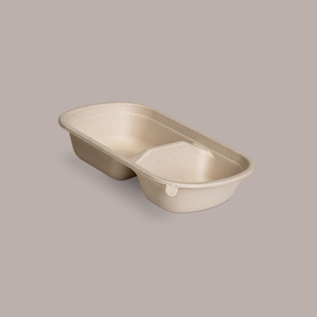 125 Pz Vaschetta PULP Bio Eco 2 Scomparti Polpa Cellulosa 750 cc [69e14117]