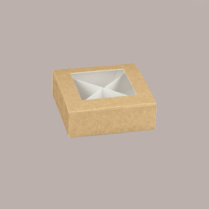 20 Pz Piccola Scatola con Finestra e Separatore Ideale per Confetti Carta Avana Nature Pratica 80x80H30mm [baa8fc65]