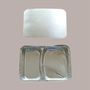 100 Pz Contenitore in Alluminio 2 Scomparti con Coperchio R80L