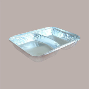 100 Pz Contenitore in Alluminio 2 Scomparti con Coperchio R80L [5224fa75]