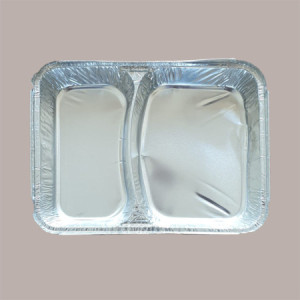 100 Pz Contenitore in Alluminio 2 Scomparti con Coperchio R80L [e0697c6f]