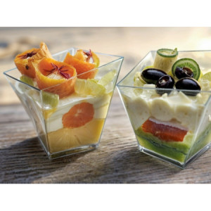 60 Pz Monoporzione Bijoux Quadrato Finger Food Plastica Trasparente 60cc [990ae479]