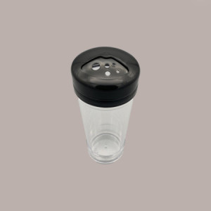 1 Pz Dosatore PS Trasparente con Tappo Nero Ideale per Granelle PoloPlast [3996402f]