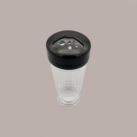 1 Pz Dosatore PS Trasparente con Tappo Nero Ideale per Granelle PoloPlast [3996402f]