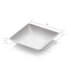 100 Pz Monoporzione Vassoietto Quadrato Finger Food Polpa di Cellulosa Bio 65x65x12 mm [5ff4b3f3]