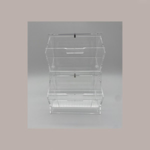 1 Pz Contenitore Doppio Porta Palettine Per Gelaterie in Plexiglass Trasparente 19x14H28,5 cm [761216a7]