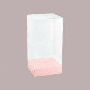 5 pz Scatola Trasparente Porta Uovo Cioccolato Pasqua Fondo Carta Rosa 210x210H350mm [29928ff5]