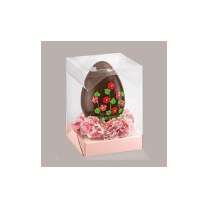 5 pz Scatola Trasparente Porta Uovo Cioccolato Pasqua Fondo Carta Verde 210x210H350mm
