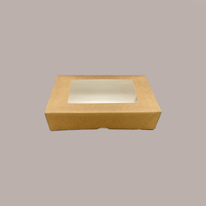 50 Pz Astuccio Porta Sushi Biscotti Dolcetti Finestrato Carta Avana 148x99H48 mm [73d716b2]