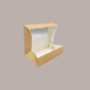 50 Pz Astuccio Porta Sushi Biscotti Dolcetti Finestrato Carta Avana 148x99H48 mm [1dec94bb]