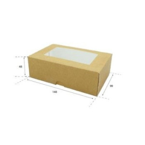 50 Pz Astuccio Porta Sushi Biscotti Dolcetti Finestrato Carta Avana 148x99H48 mm [18bcd3a5]