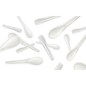 500 Pz Palettina PAP in Carta Ice Scream Spoon Bianca per Gelato 9,8x2x0,5 cm
