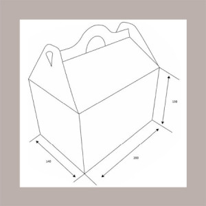 25 Pz Box Alimenti Astuccio Grande Carta Avana Bio Compost Happy Meal 200x140H130mm