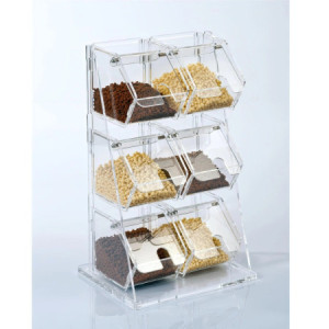 Contenitore Porta Granelle a 6 Scomparti in Plexiglass per Gelaterie 25x20H40,5 cm