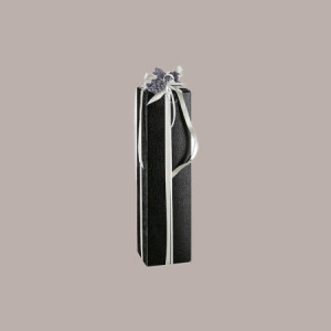 10 Pz Scatola Astuccio Porta 1 Bottiglia Magnum da 1,5 Lt in Cartoncono Nero grafica effetto pelle 110x110H390mm