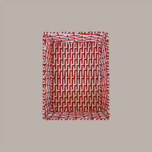 Cesto per Confezioni Natalizie anima metallo e rivestito in carta colore Bianco Rosso Rettangolare Medio 360x260H75mm