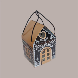 5 Pz Scatola per Confezione Regalo Natale Panettone Alto da 1 Kg Casetta in Carta Nero con Cordini 200x200H180mm [bbbeb966]