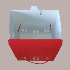 5 Pz Scatola per Confezione Regalo Natale Casetta in Cartoncino Lino Rosso con Cordini 330x250H190mm [549273cf]