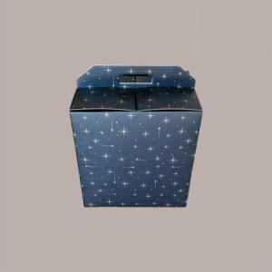 5 Pz Scatola per Confezione Regalo Natale Porta Panettone Bottiglia Valigetta Grande Cartoncino Nero Grafica Stelle Oro 430x240H345mm