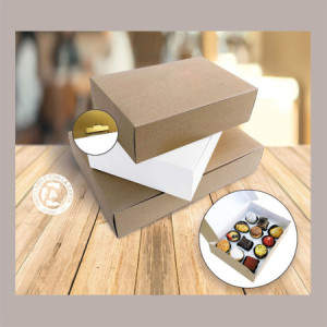 10 Pz Scatola Porta Dolci Mignon in Cartoncino Avana Ecolife 18x25H6,5cm