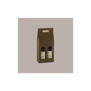 10 Pz Scatola Astuccio Porta 2 Bottiglie 750 ml Olio Vino in Cartoncino Marrone grafica effetto pelle 180x90x385mm [cb9eeb7c]