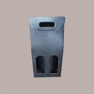 10 Pz Scatola Astuccio Porta 2 Bottiglie 750 ml Olio Vino in Cartoncino Nero grafica effetto pelle 180x90H390mm