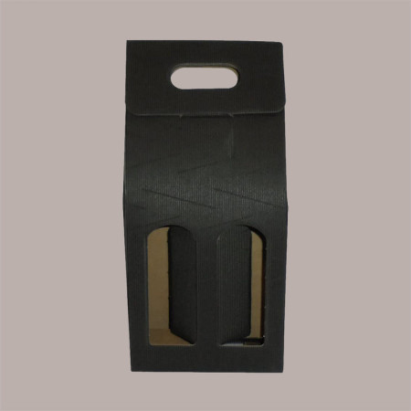 10 Pz Scatola Astuccio Porta 2 Bottiglie Olio Vino 750 ml in Cartoncino Onda Nero 180x90H390mm [2eb2bab4]