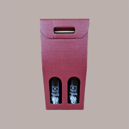10 Pz Scatola Astuccio Porta 2 Bottiglie 750 ml Olio Vino in Cartoncino grafica Seta Bordeaux 180x90H385mm [993178c0]
