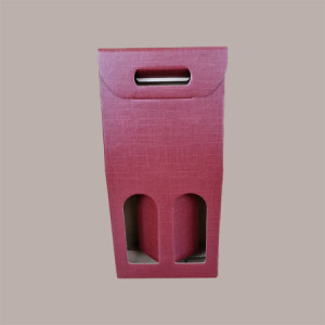 10 Pz Scatola Astuccio Porta 2 Bottiglie 750 ml Champagne in Cartoncino grafica Seta Bordeaux 200x100H385mm