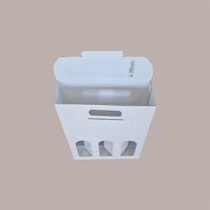 10 Pz Scatola Astuccio Porta 3 Bottiglie 750 ml Olio Vino in Cartoncino Bianco grafica effetto pelle 270x90H385mm [a36afefc]