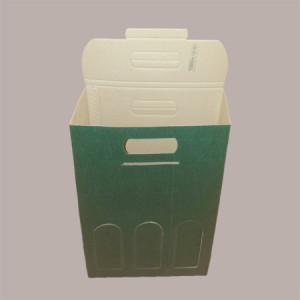10 Pz Scatola Astuccio Porta 3 Bottiglie 750 ml Olio Vino in Cartoncino Onda Verde 270x90x385mm