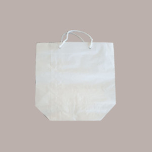 10 Pezzi Borsa in Carta Bianca da Boutique Cuba con Manico in Cordoncino Cotone 45+15x40cm