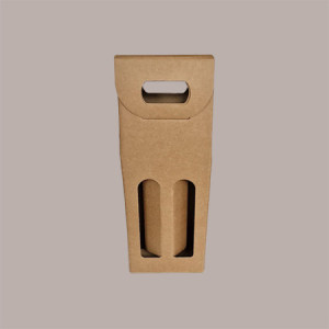 20 Pz Scatola Astuccio Porta 2 Bottiglie 500 ml Olio Cartoncino Avana Liscio 130x65H335mm