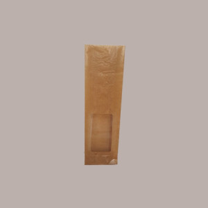 50 Pz Sacchetti Carta Kraft Avana Politenati Antigrasso con Finestra 12+7H37cm [6b48dce5]