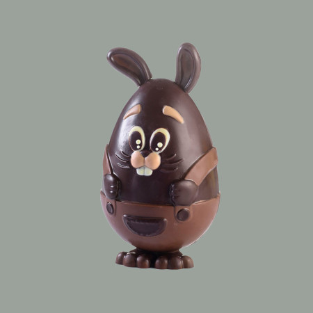 1 Kit Stampo Plastica 3D da 480g per soggetto in cioccolato Uovo di Coniglio con Salopette [c8168473]