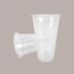 100 Pz Bicchiere Plastica PET Trasparente Monouso Tumbler 350cc (0,3 L alla Tacca)