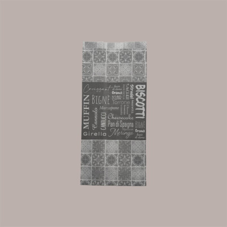 500 Pz Sacchetti Carta Antigrasso Fantasia Maioliche e Pasticcini 14+10x30 cm [d843d229]