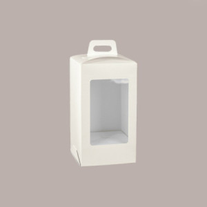 5 Pz Scatola Porta Uovo Cioccolato con Fondo in Carta Pelle Bianco Golosa con Finestra Trasparente 150x150x270 mm [2e3bae74]