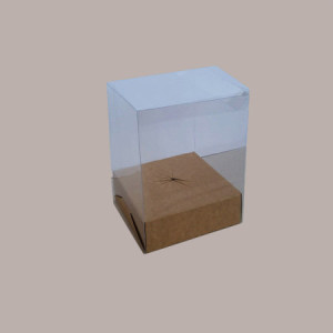 5 pz Scatola Trasparente Porta Uovo Cioccolato Pasqua Fondo Carta Avana Nature 180x180H150mm [ce695ad7]