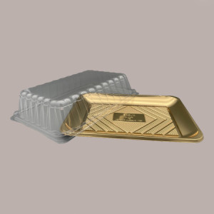 25 Pz Vassoio Porta Paste in Plastica Oro Kadò Nr 7 Alcas  378x283H24mm