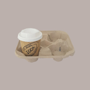 50 Vassoio Porta 4 Bicchieri in Polpa di Carta Riciclata per Asporto Caffè Cappuccino