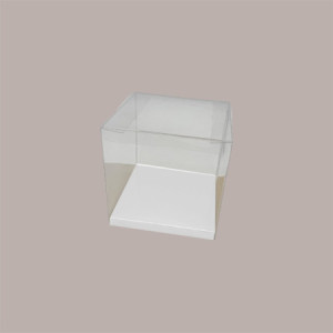 20 Pz Fondo Rialzato Pelle Bianco per Scatola Trasparente Automontante 6x6 cm