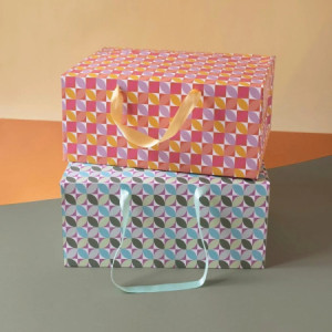12 Pz Bag Box Geometric Multicolor Ideale per Confezioni Pasquali e Porta Colombe 33,5x23,5x14cm [5fa126ff]