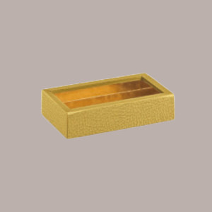 10 Scatola Porta Cioccolatini Carta Oro Effetto Pelle 75x145H35 mm [4a00886a]