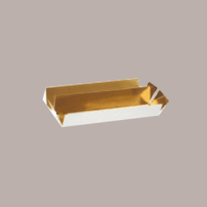 10 Pz Scatola Porta Cioccolatini Inserto Oro Pelle Bianca 145x75H35 mm [6dd8bce7]