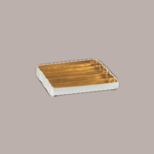 10 Scatola Porta Cioccolatini in Cartoncino Oro con Inserto Oro e Fascia Trasparente 145x145H35mm [11d89f5a]