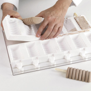 1 Pz Set 2 Stampi Gel04 Tango con 50 Stecchi in Legno per Stecco Gelato Dm45H92 mm [5be53073]